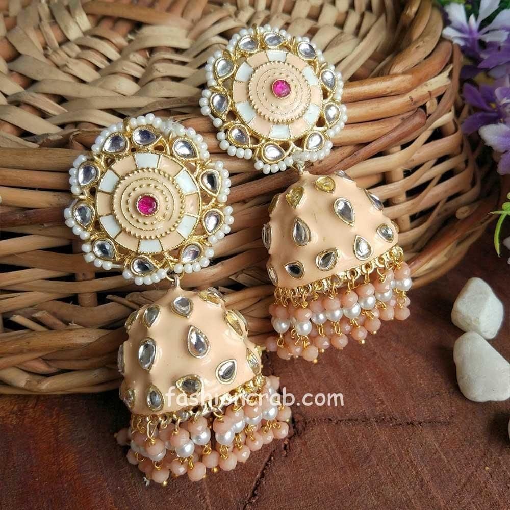 Buy Beaded Earrings set. Style this pair of earrings set with a saree or a salwar  suit or any fancy dress to enhance their look. (Golden) at Amazon.in