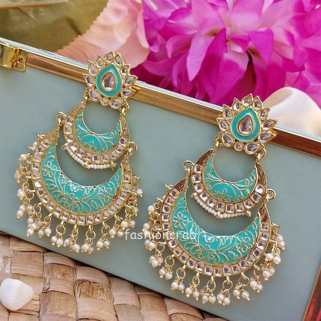 Flipkart.com - Buy FRESH VIBES Fresh Vibes Golden Big Size Sea Green Colour  Traditional Jhumka Earrings Alloy Jhumki Earring Online at Best Prices in  India