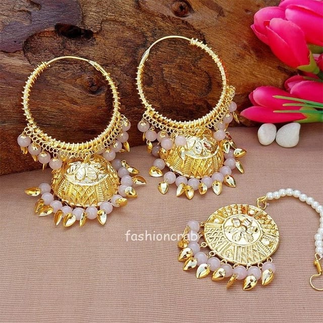 Indian Jewelry Jadau Necklace Punjabi Pipal Patti Jewelry Set/Pink, Gr –  Glam Jewelrys