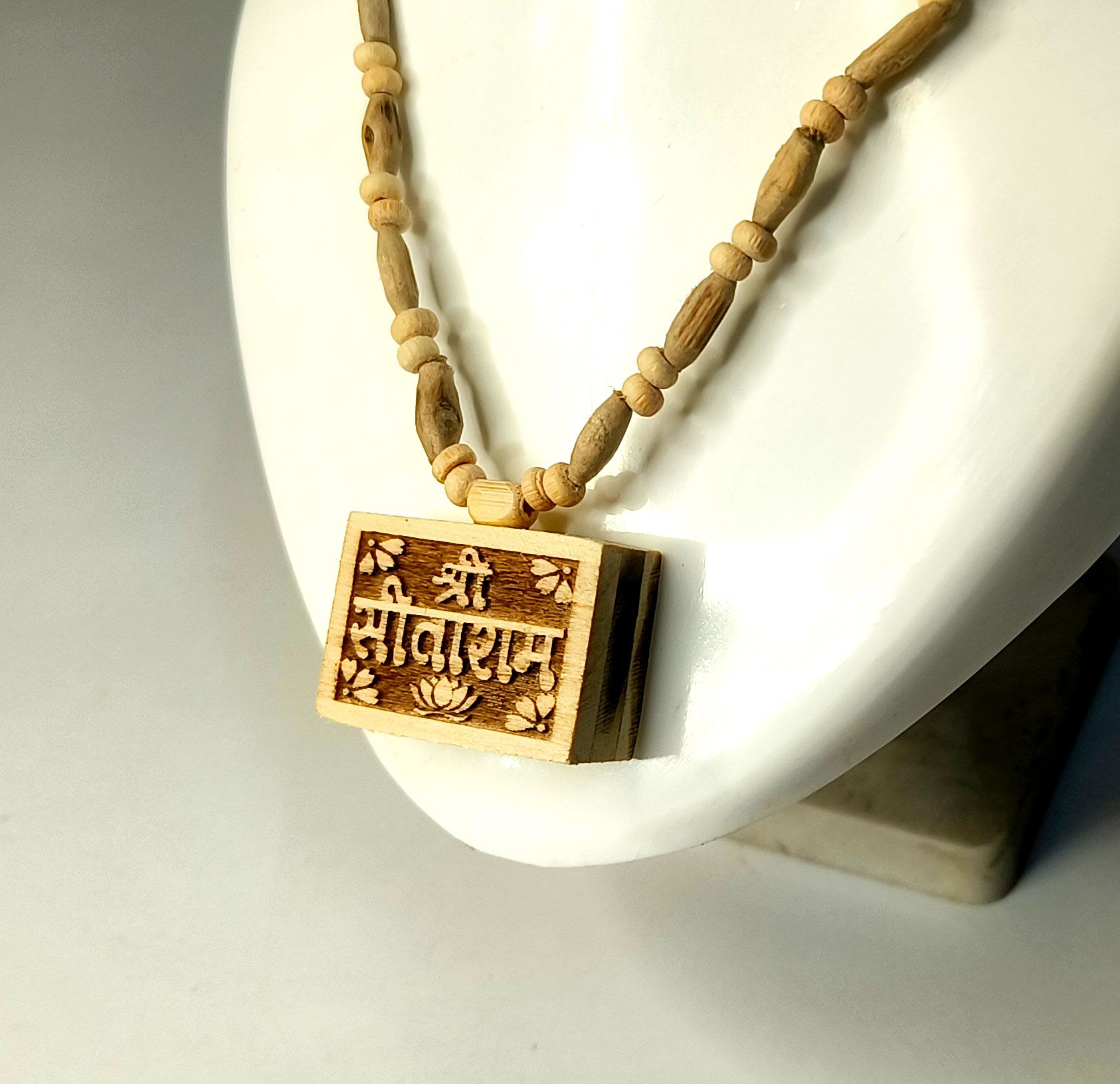 100% Original Tulsi Shri Ram Locket Tulsi Necklace Chain-Tulsi Chain / Wood Chain / Necklace Wooden Mala/