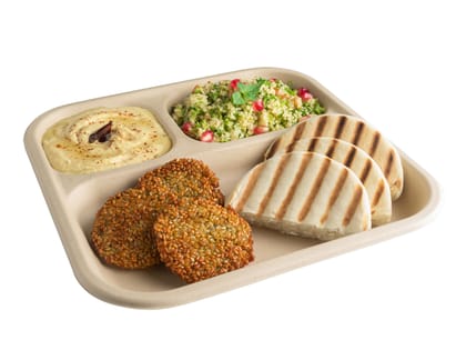 Chuk Compartmental Disposable Plates, Made of Sugarcane Bagasse, Sturdy and Firm