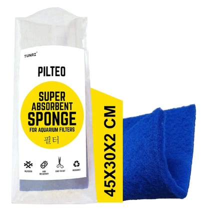 Tunai Pilteo Reusable Sponge Easy to Cut Filters for Both Mechanical and Biological Filtration in Aquarium Fish Tank (Blue, 45x30x2 CM)