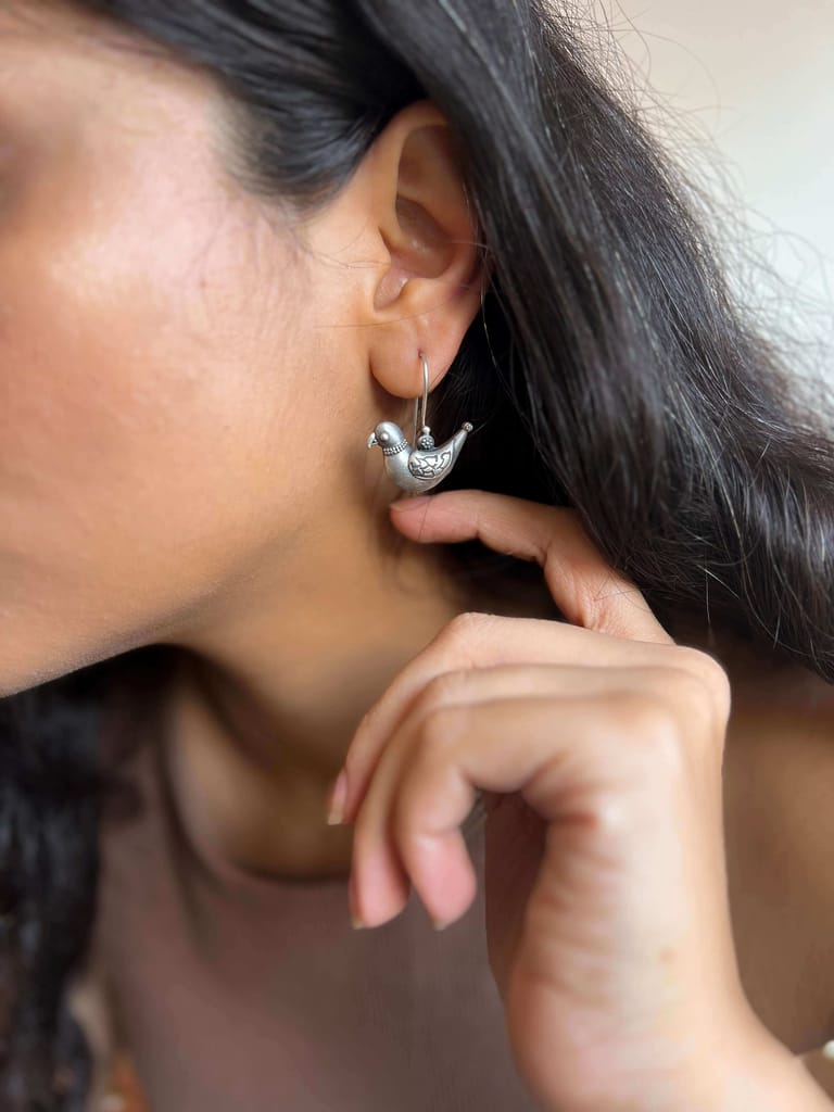 Tota maina oxidised earring with fish hook