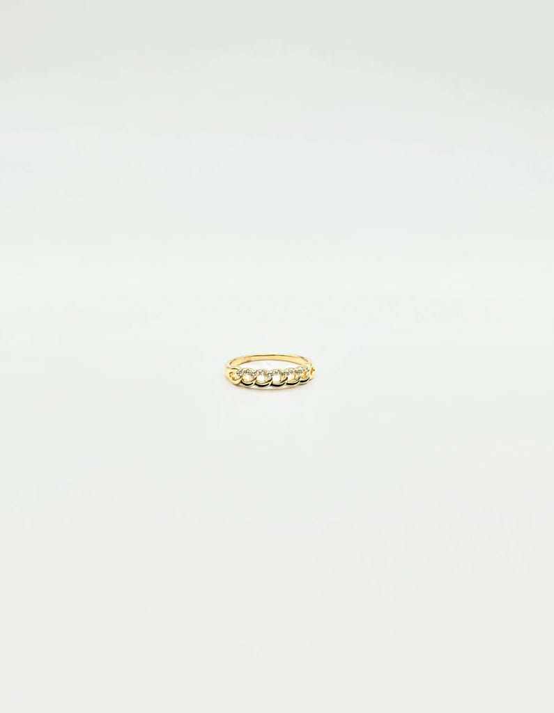 Stella gold plated silver ring with chain detail and zircon