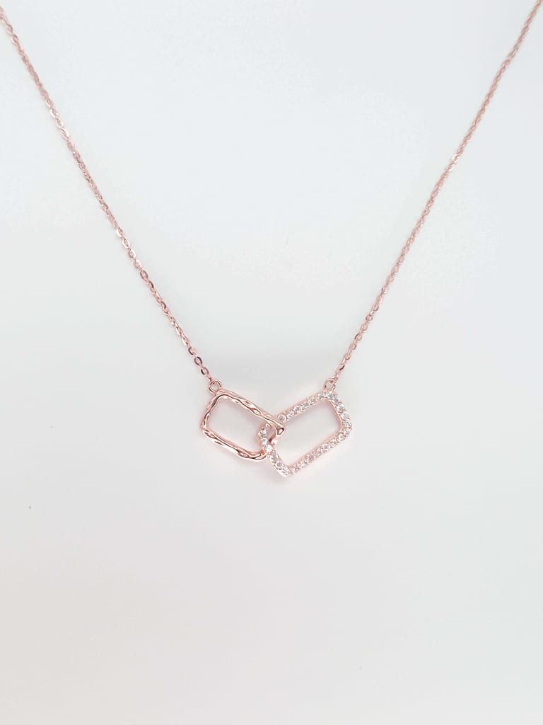 Unity neck chain in rose gold plated silver with zirconia