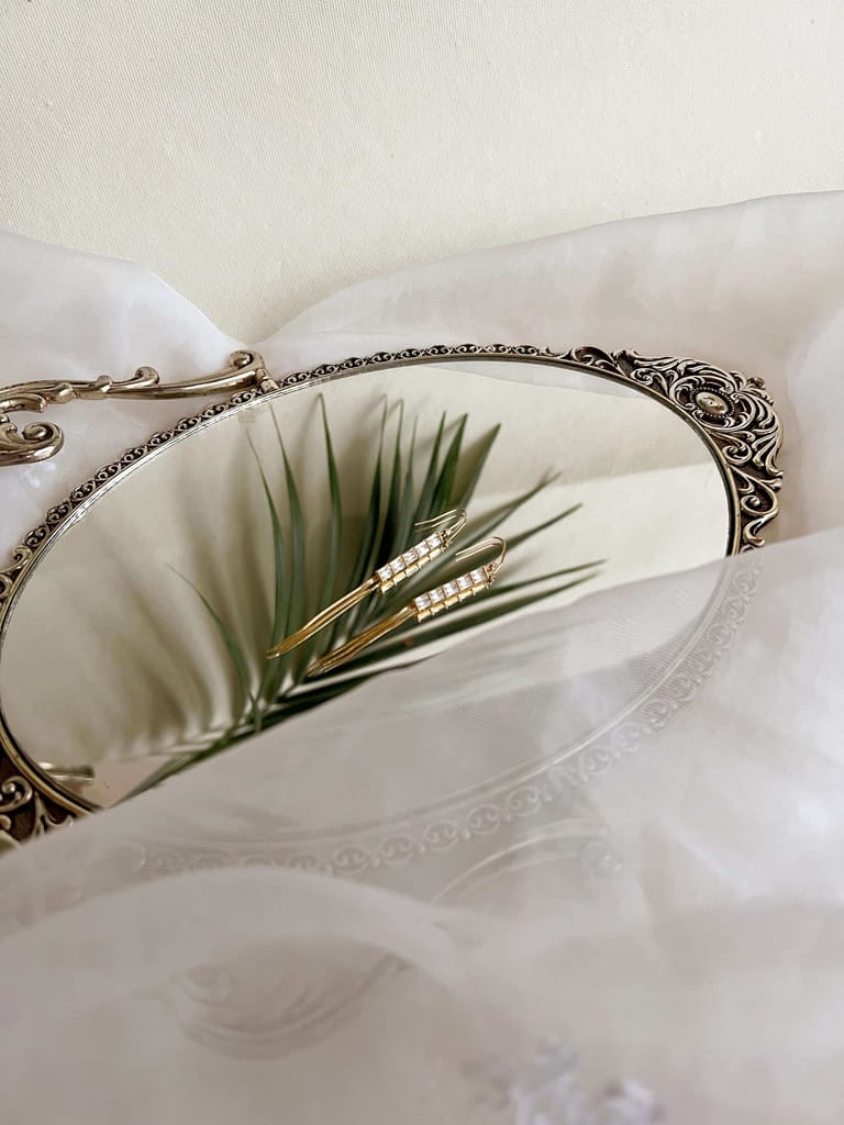 Danica long gold plated silver danglers with crystals