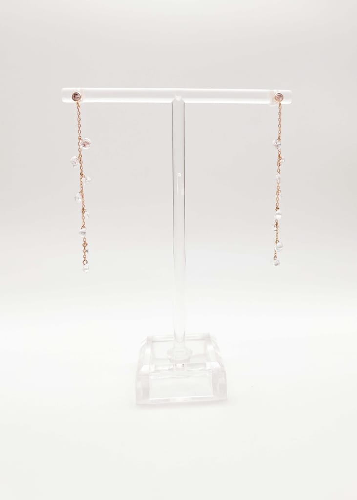 Samara long link chain silver dangler in gold plating and crystals