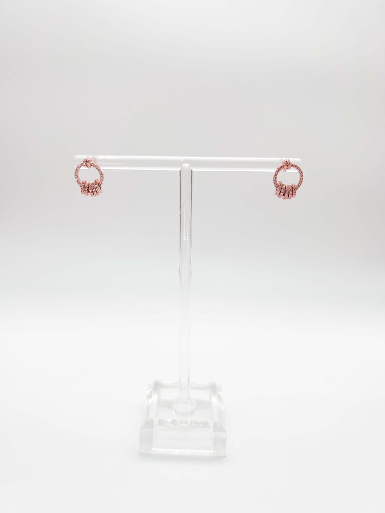 Ziva rose-gold plated silver mini studs with zircon frosting