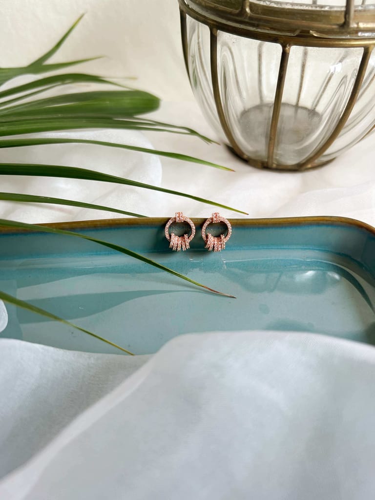 Ziva rose-gold plated silver mini studs with zircon frosting