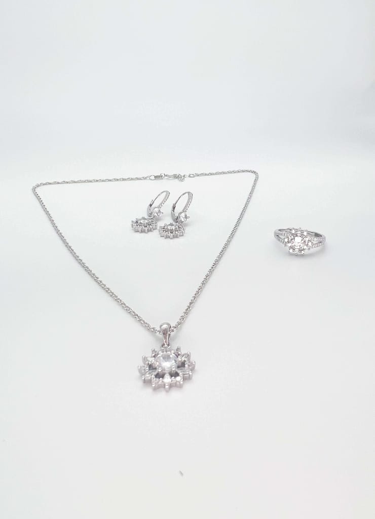 Soul Necklace set in silver with round cut mossainite