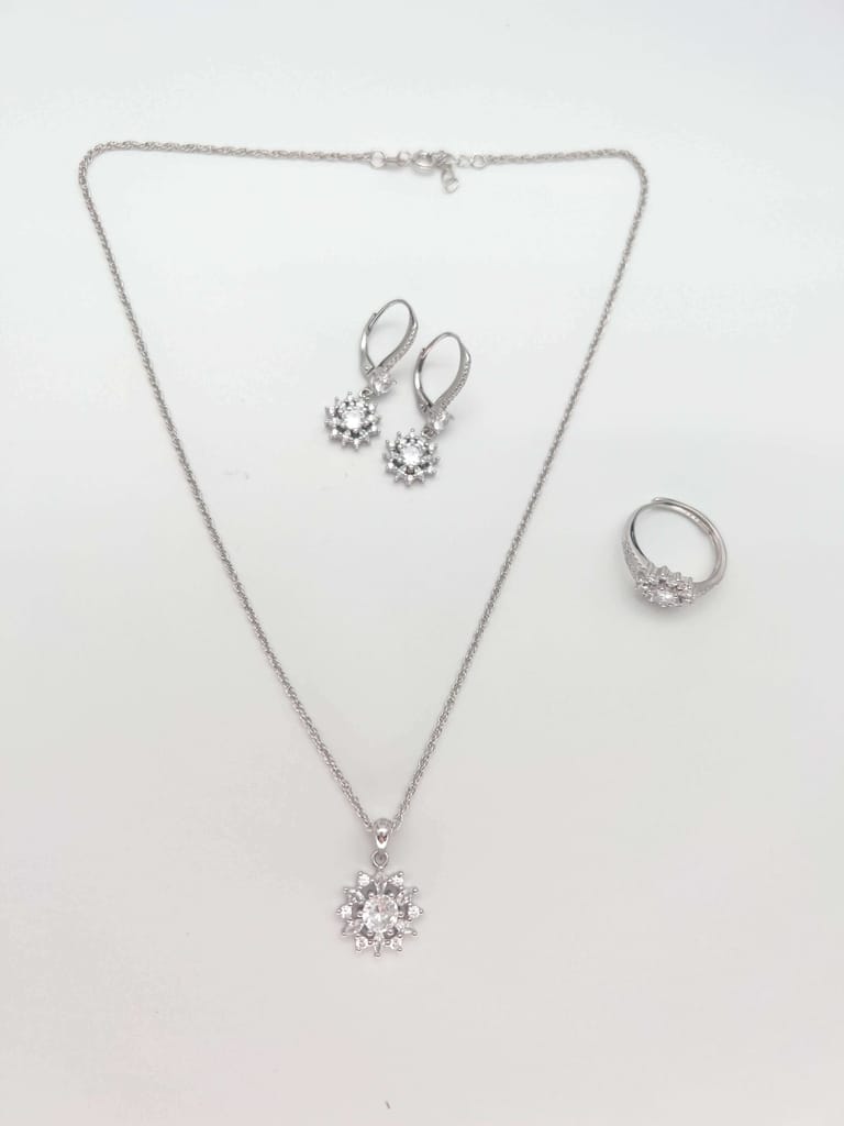 Soul Necklace set in silver with round cut mossainite