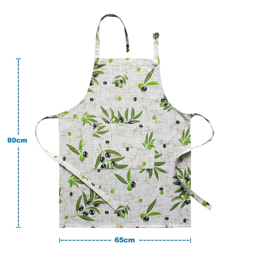 Airwill Cotton Floral Design Green Color Apron (Pack of 1pc)
