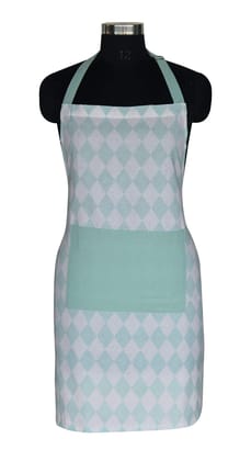 AIRWILL, 100% cotton designer aprons, sized 65cm in width and 80cm in length with 1 center pocket, adjustable buckle on top and 2 long ties on both 2 sides. Pack of 1 piece.