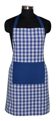 AIRWILL, 100% Cotton Designer Yarn-Dyed Checked Aprons, Sized 65cm in Width & 80cm in Length with 1 Center Pocket, Adjustable Buckle on Top and 2 Long Ties on Both 2 Sides. Pack of 1 piece
