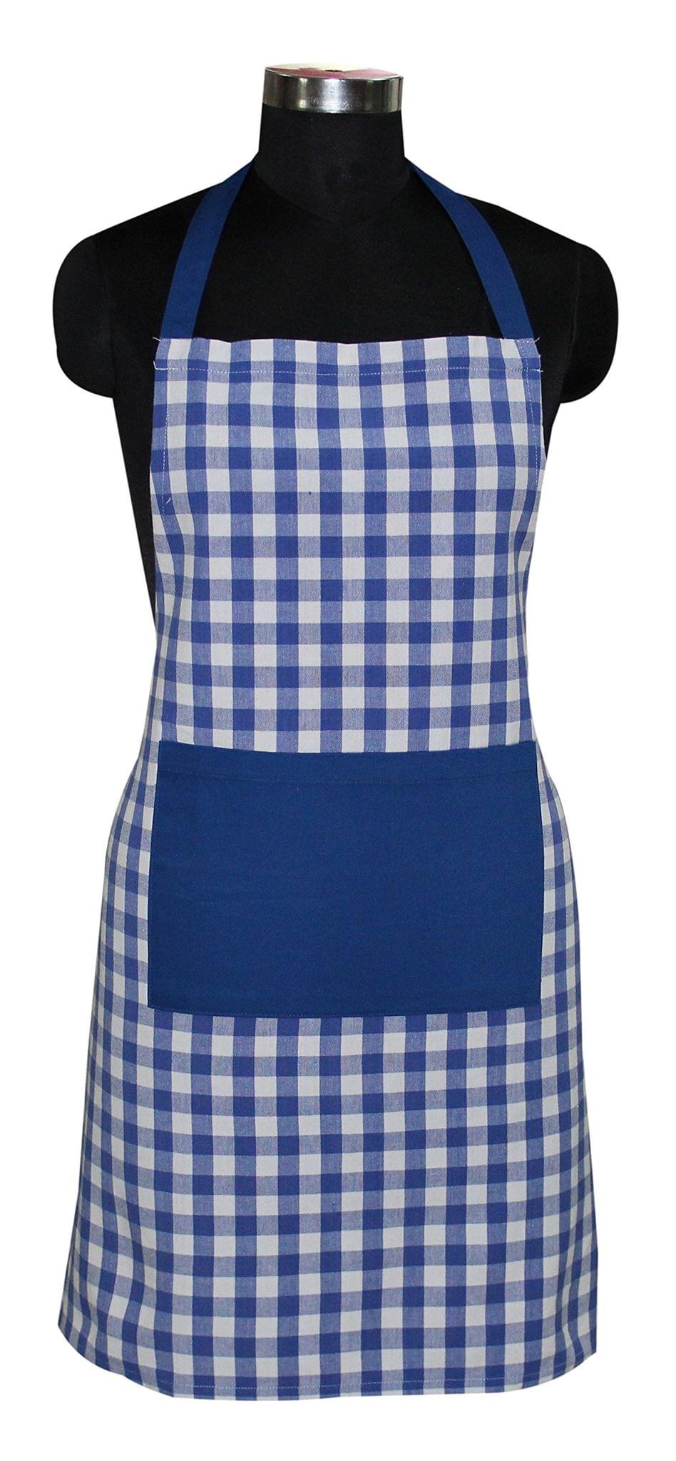 AIRWILL, 100% Cotton Designer Yarn-Dyed Checked Aprons, Sized 65cm in Width & 80cm in Length with 1 Center Pocket, Adjustable Buckle on Top and 2 Long Ties on Both 2 Sides. Pack of 1 piece