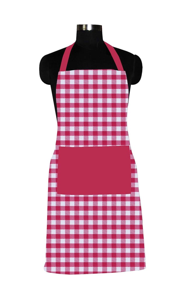 AIRWILL Cotton Chef's Free Size Checkered Pattern Apron (Pink, Pack of 1 pc) - Cookware | Buy online on ZillyBuy