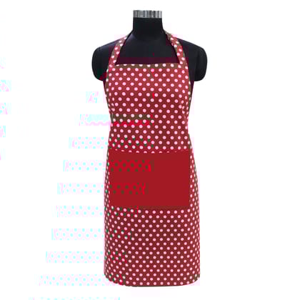 AIRWILL Cotton Chef's Free Size Polka Pattern Apron (Red, Pack of 1 pc)