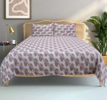 Airwill Cotton 300TC Double Size Jacquard Weaved Pattern 90x100 inches Bedheets (Purple, Pack of 1 Bedsheet & 2 Pillow Covers)