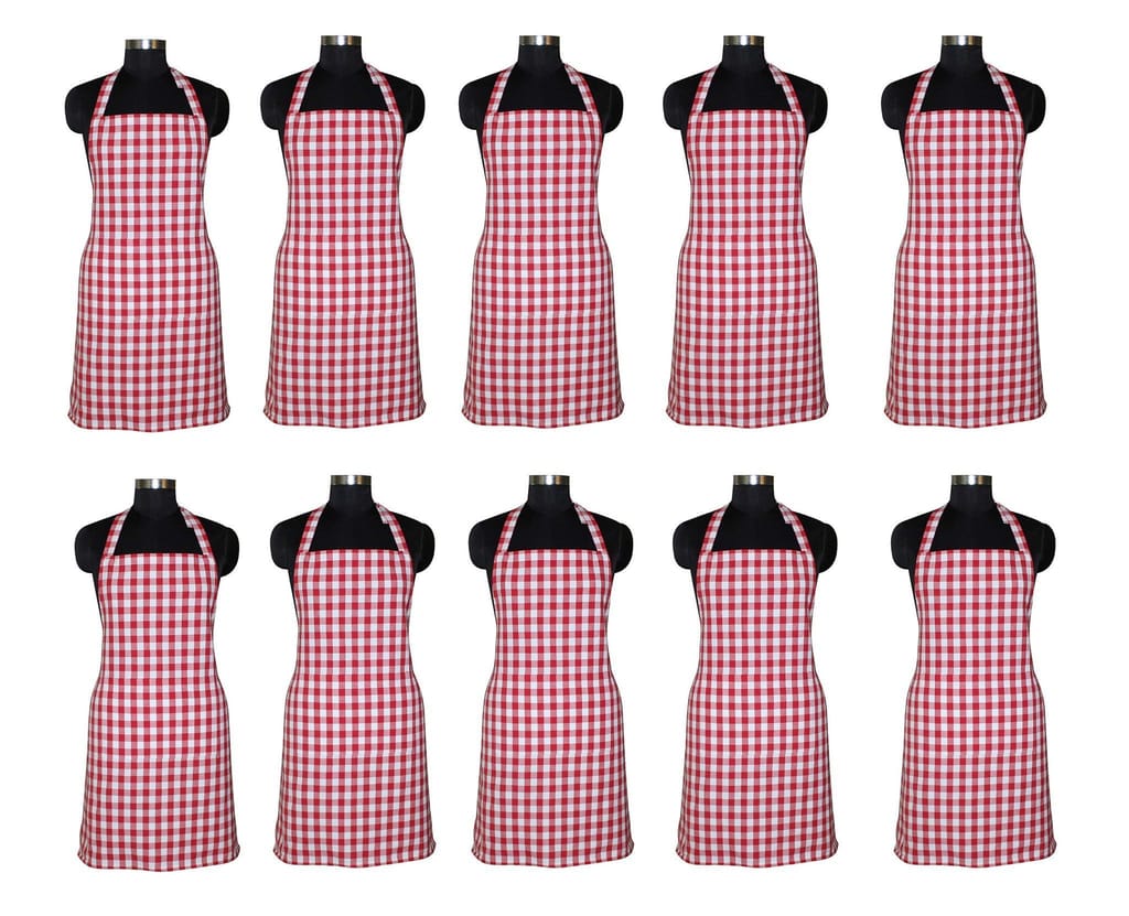 AIRWILL, 100% Cotton Yarn-dyed Designer Weaved Aprons, Sized 65cm in Width & 80cm in Length with 1 Center Pocket, Adjustable Buckle on Top and 2 Long Ties On Both 2 Sides. Pack of 10 Pieces - Towels | Buy online on ZillyBuy