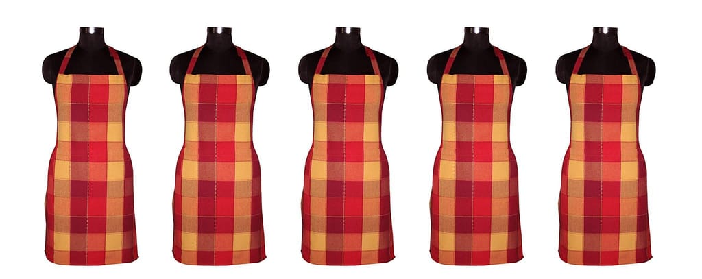 AIRWILL, 100% Cotton Yarn-dyed Designer Weaved Aprons, Sized 65cm in Width & 80cm in Length with 1 Center Pocket, Adjustable Buckle on Top and 2 Long Ties On Both 2 Sides. Pack of 5 Pieces - Towels | Buy online on ZillyBuy