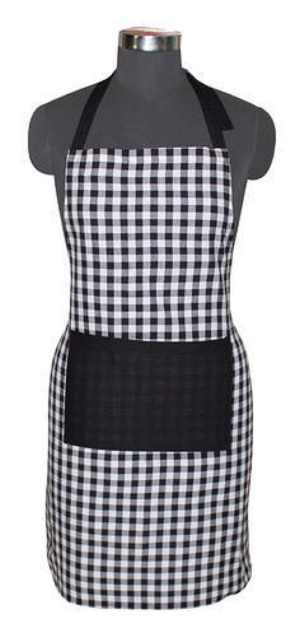 AIRWILL Branded 100% Cotton Handloom Weaved Black and White Checks Apron, Sized 65cm in Width and 80cm in Length with Log Ties. And Adjustable Buckle on Top with Long ties on both sides.