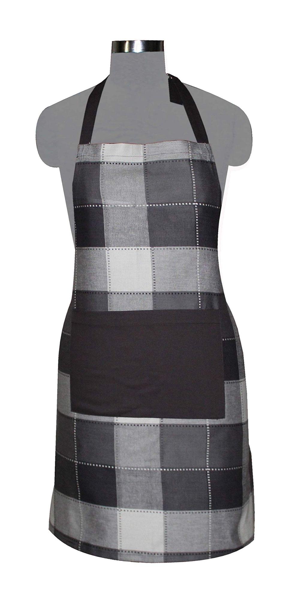 AIRWILL, 100% Cotton Yarn-dyed Designer Weaved Aprons, Sized 65cm in Width & 80cm in Length with 1 Center Pocket, Adjustable Buckle on Top and 2 Long Ties On Both 2 Sides. Pack of 1 Pieces