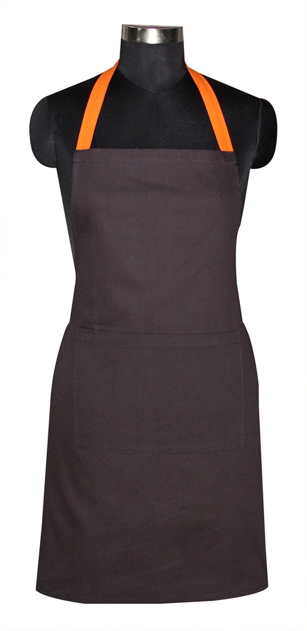 AIRWILL, 100% Cotton Designer Solid Aprons, Sized 65cm in Width & 80cm in Length with 1 Center Pocket, Adjustable Buckle on Top and 2 Long Ties on Both 2 Sides. Pack of 1 piece