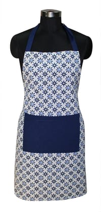 AIRWILL, 100% Cotton Designer Printed Aprons, Sized 65cm in Width & 80cm in Length with 1 Center Pocket, Adjustable Buckle on Top and 2 Long Ties on Both 2 Sides. Pack of 1 piece