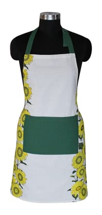 AIRWILL, 100% Cotton Designer Printed Aprons, Sized 65cm in Width & 80cm in Length with 1 Center Pocket, Adjustable Buckle on Top and 2 Long Ties on Both 2 Sides. Pack of 1 piece