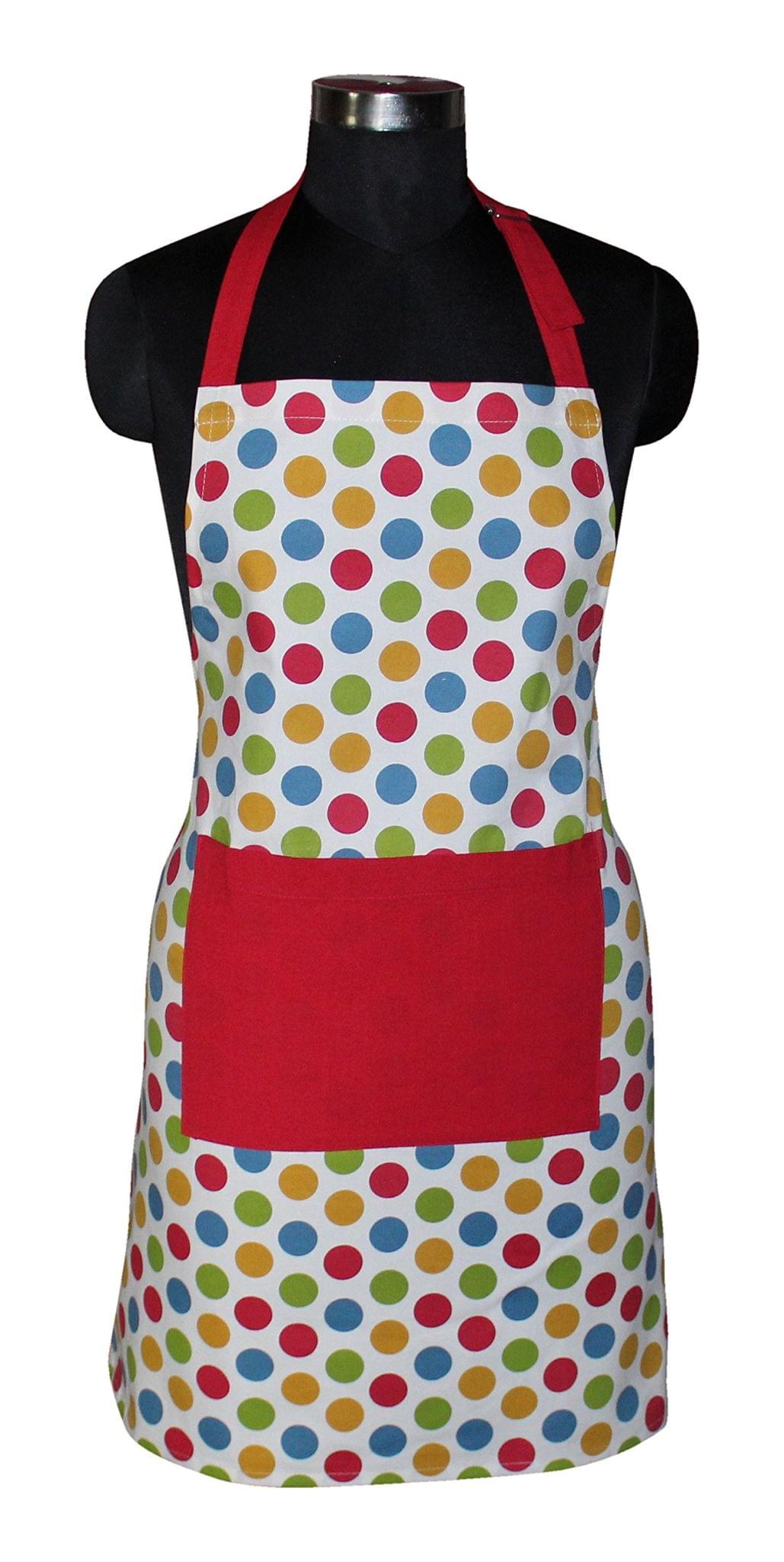 AIRWILL, 100% Cotton Designer Printed Aprons, Sized 65cm in Width & 80cm in Length with 1 Center Pocket, Adjustable Buckle on Top and 2 Long Ties on Both 2 Sides. Pack of 1 piece