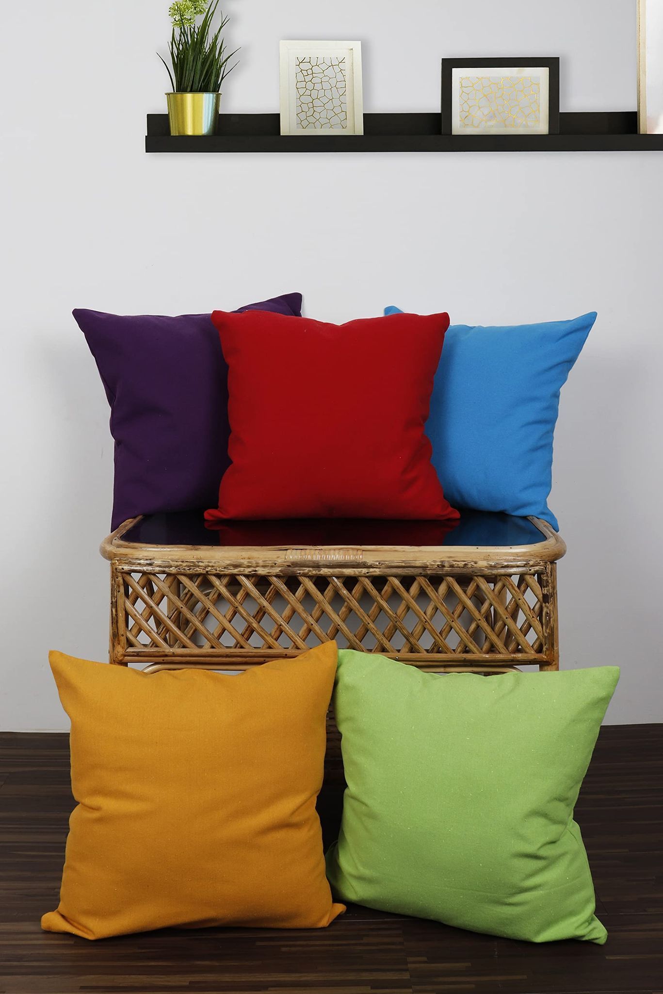 AIRWILL Cotton Decorative Solid Pattern Cushion Pillow Covers (Pack-5, Multi)