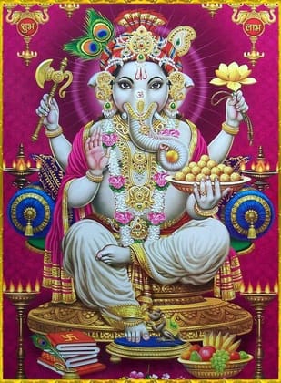 APM Ganpati Wall Sticker/Ganpati Bappa Fully Waterproof Vinyl Sticker self Adhesive for Living Room, Bedroom, Office, Kids Room 12X18 inches (GD3)