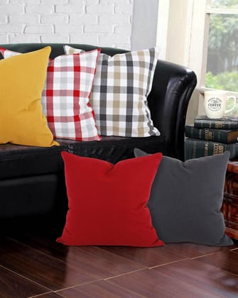 AIRWILL Cotton Decorative Checkered Cushion Pillow Covers (Pack-5, Multi)