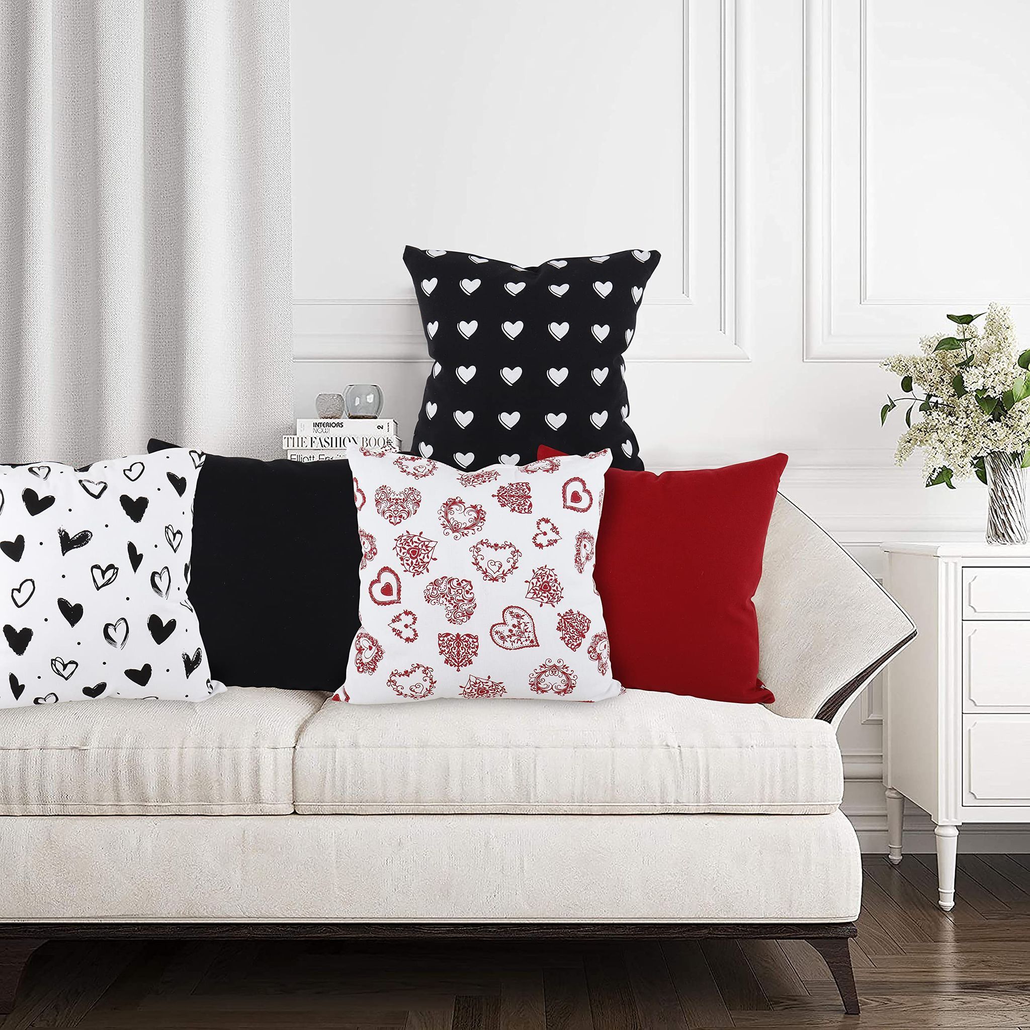 AIRWILL Cotton Decorative Printed Pattern Cushion Pillow Covers (Pack-5, Multi)