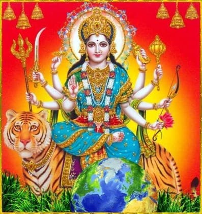 APM MAA Durga Wall Vinyl Sticker Fully Waterproof Size 12X18 inches (DW14)