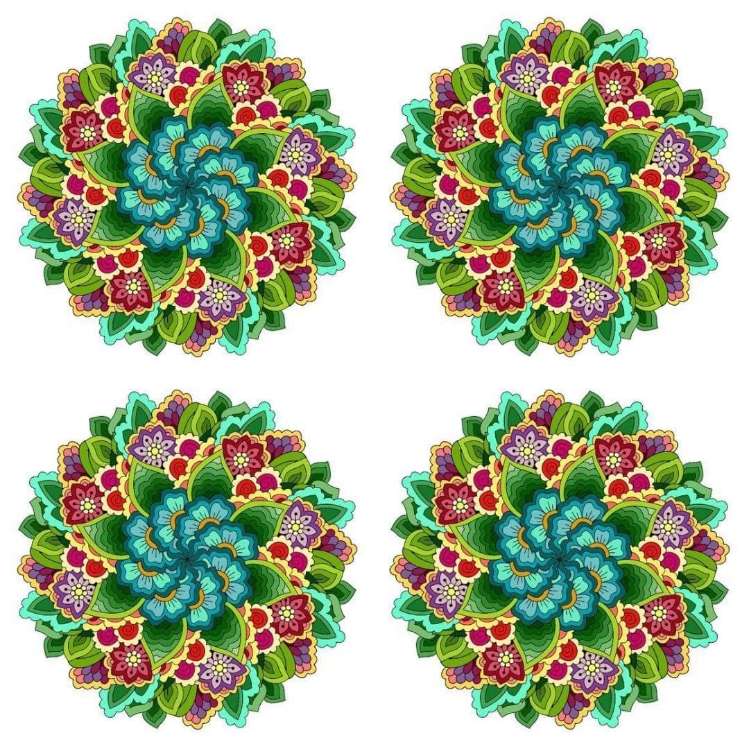 APM Rangoli Set of Four Pcs Waterproof Laminated Floor Sticker in 12X12 inches (RS02) (R15)