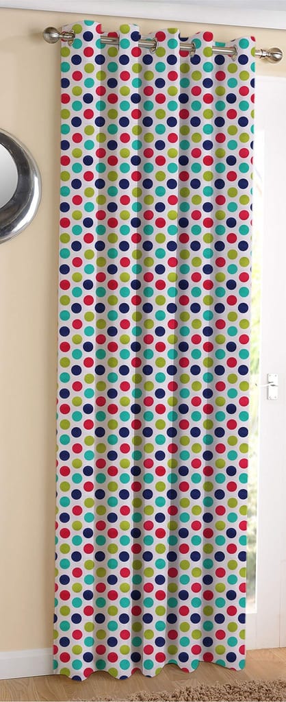 AIRWILL Cotton Singer Dot Designed Blackout and Room Darkening 5ft Window Curtains Pack of 1 pc. (Printed - Multicolor)