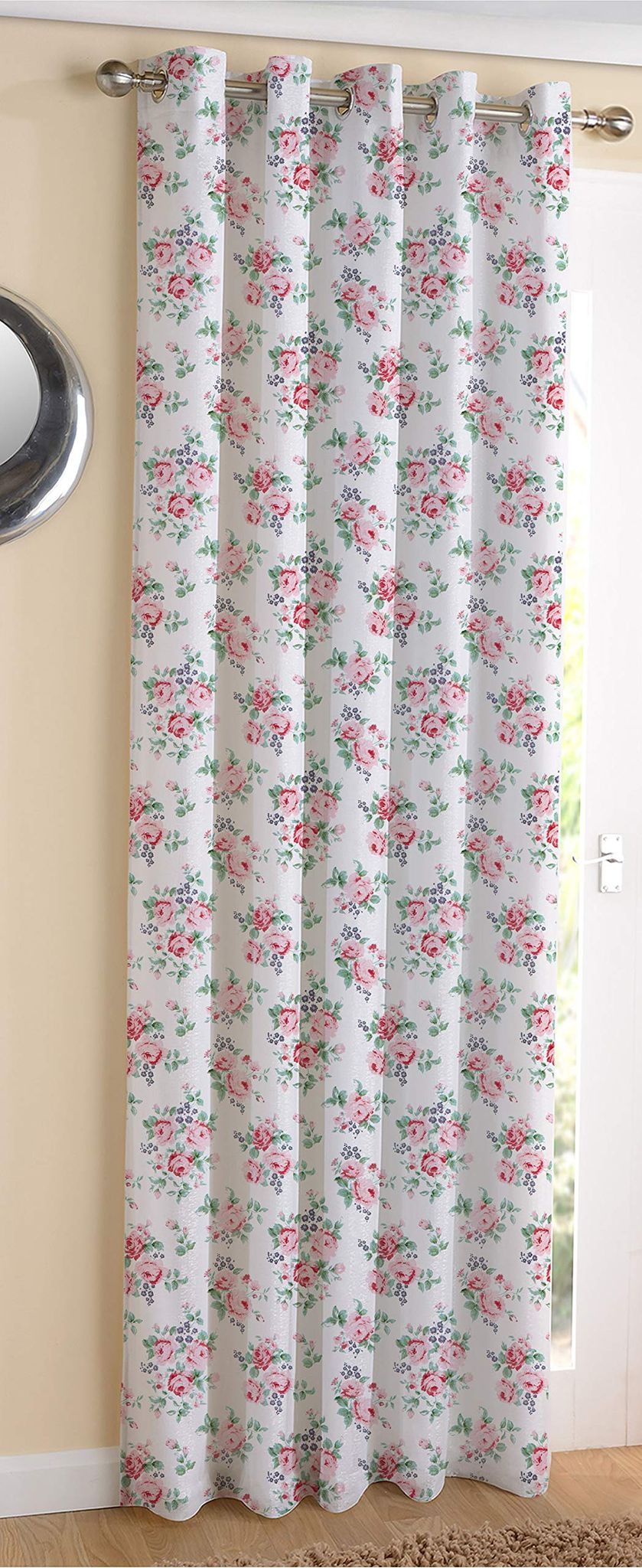 AIRWILL Cotton Small Pink Rose Designed Blackout and Room Darkening 5ft Window Curtains Pack of 1 pc. (Floral - Pink)