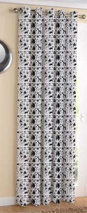 AIRWILL Cotton Wild Animals Designed Blackout and Room Darkening Window Curtains (Cartoon - Black, 4 x 5 ft)