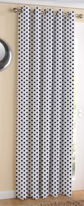 AIRWILL Cotton Polka Dot White Designed Blackout and Room Darkening 5ft Window Curtains Pack of 1 pc. (Printed - White,Black)