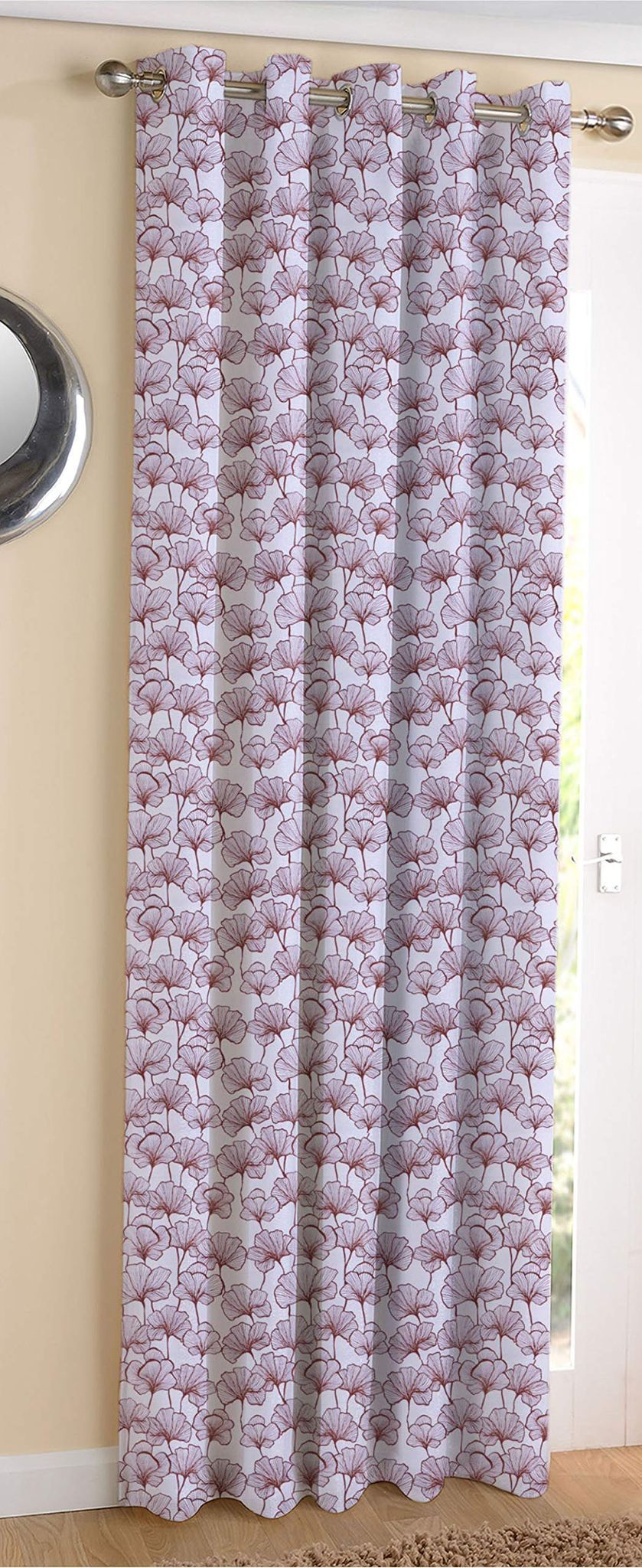 AIRWILL Cotton Single Leaf Brown Designed Blackout and Room Darkening 5ft Window Curtains Pack of 1 pc. (Floral - Brown)