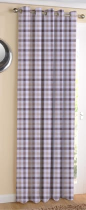 AIRWILL Cotton Lanfrancki Gray Designed Blackout and Room Darkening 5ft Window Curtains Pack of 1 pc. (Checks - Grey,Beige)