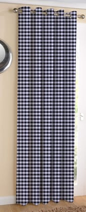 AIRWILL Cotton Gingham Check Black Designed Blackout and Room Darkening 5ft Window Curtains Pack of 1 pc. (Checks - Black)