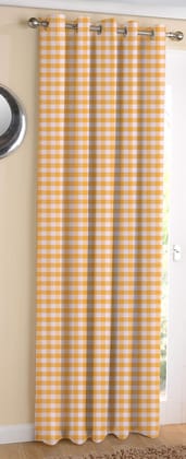 AIRWILL Cotton Gingham Check Yellow Designed Blackout and Room Darkening 5ft Window Curtains Pack of 1 pc. (Checks - Yellow)