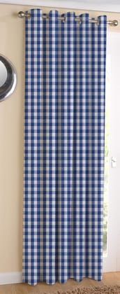 AIRWILL Cotton Gingham Check Blue Designed Blackout and Room Darkening 5ft Window Curtains Pack of 1 pc. (Checks - Blue)