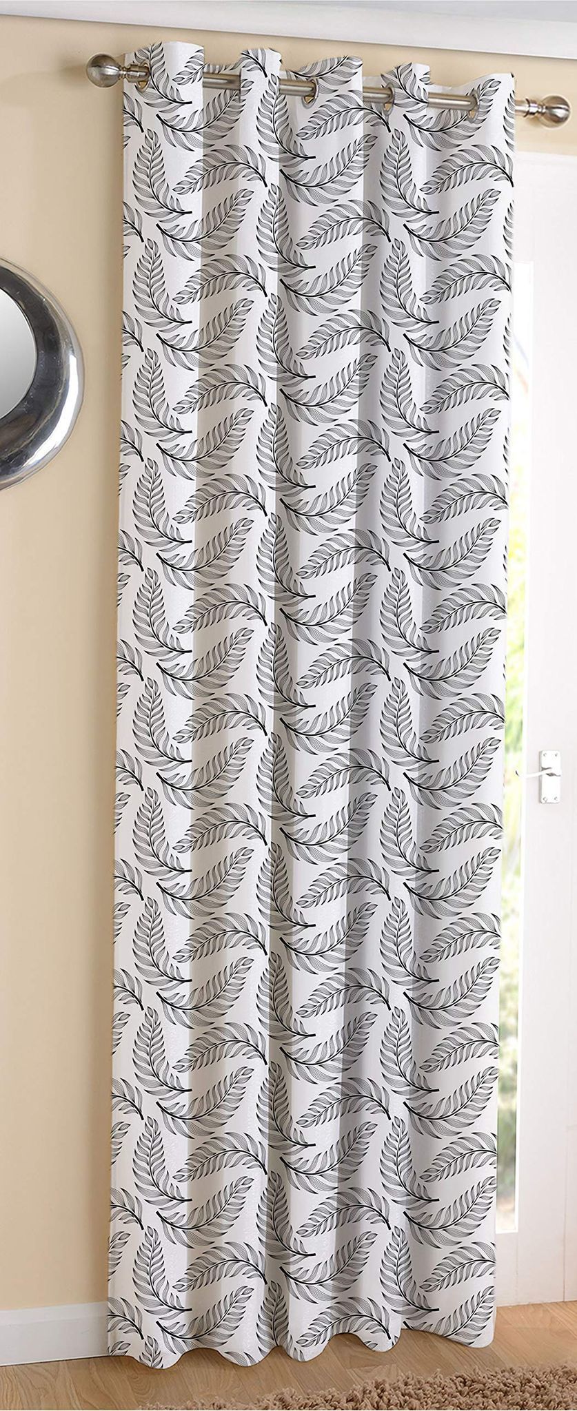 AIRWILL ? Cotton Blackout and Room Darkening 7ft Door Curtains Pack of 1 pc. (Printed - Black)