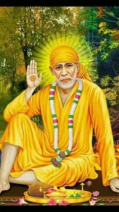 APM SAI Baba Wall Sticker Fully Waterproof Vinyl Sticker self Adhesive for Living Room, Bedroom, Office, Kids Room 12X18 inches (S23)