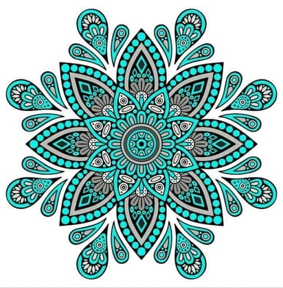 APM Rangoli Waterproof Laminated Floor Sticker in 15X15 inches (RR17)