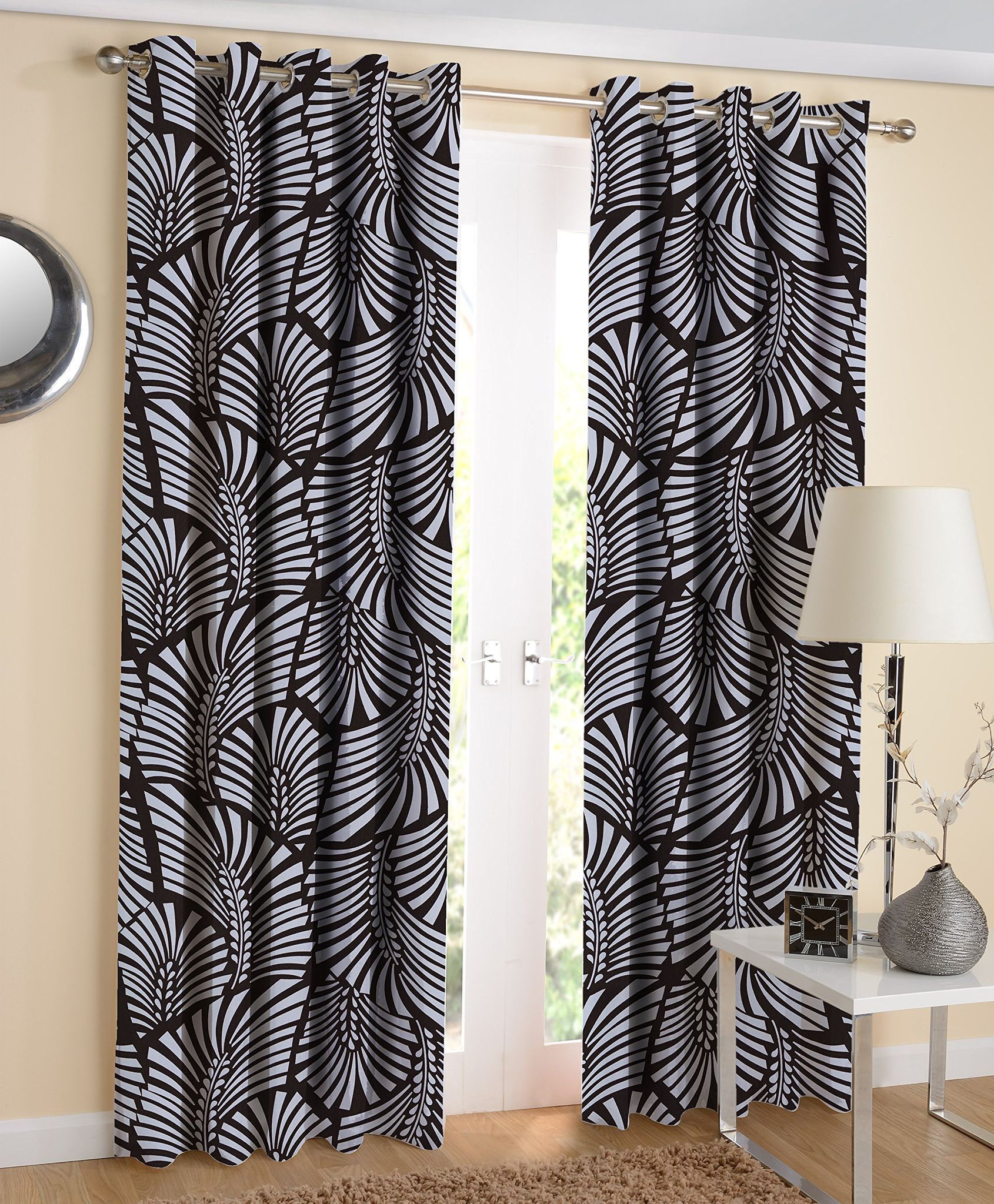 AIRWILL Branded Cotton Designer Zebra Printed Door Curtains, Sized 120 cm Width and 210 cm Length (4 ft by 7 ft), Pack of 2 Pieces