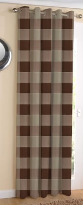 AIRWILL Cotton 4-Way Dobby Brown Designed Blackout and Room Darkening 5ft Window Curtains Pack of 1 pc. (Self Design - Brown)